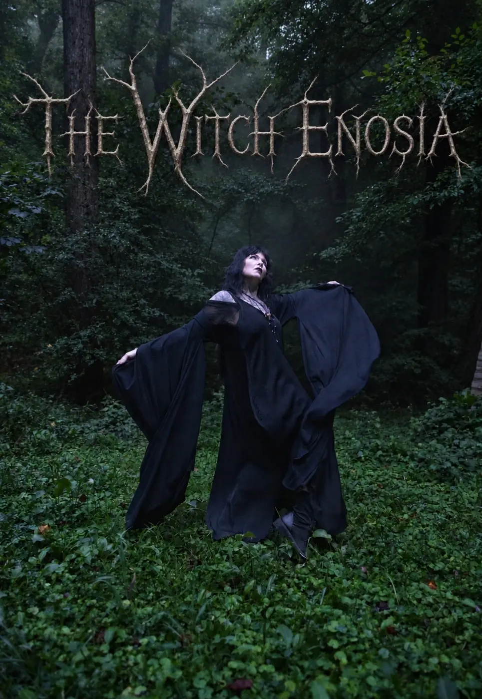 The Witch Enosia in a dark green forest